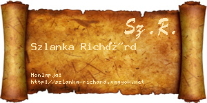 Szlanka Richárd névjegykártya